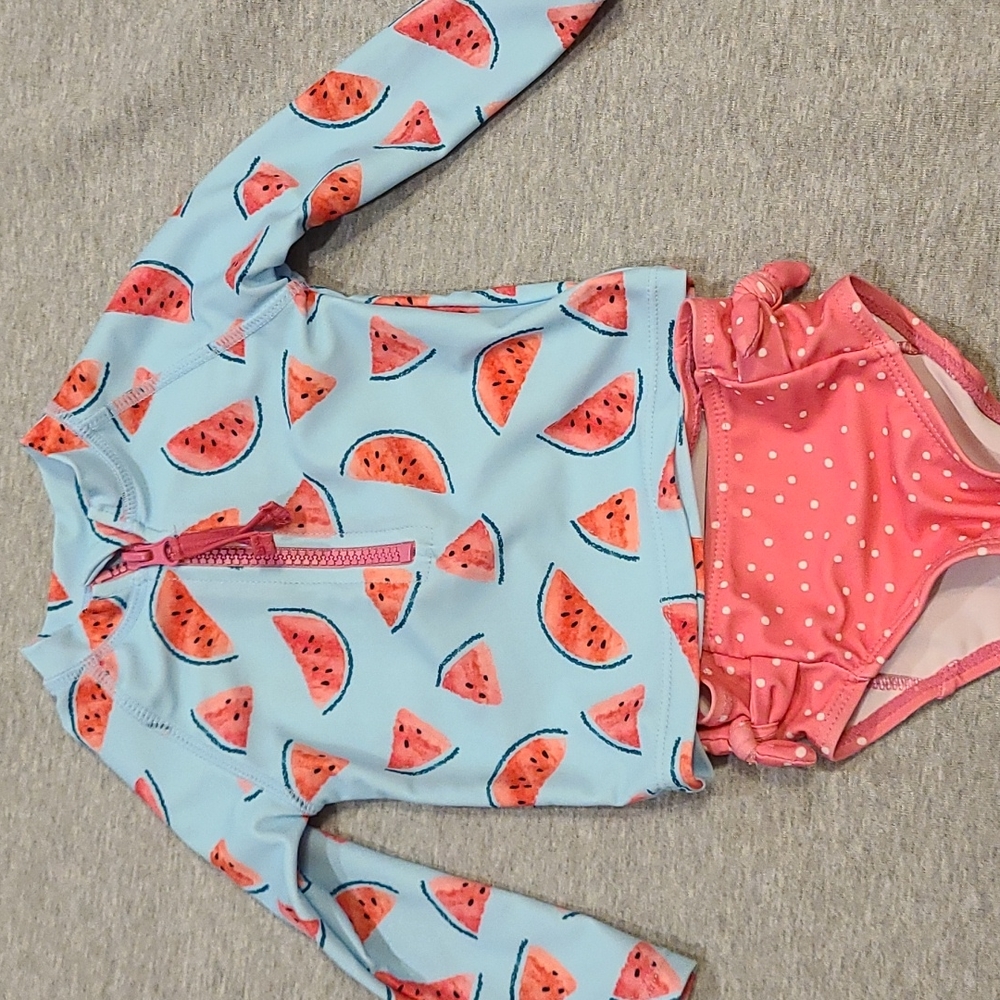 Andy and Evan Infant girl watermelon swim suit